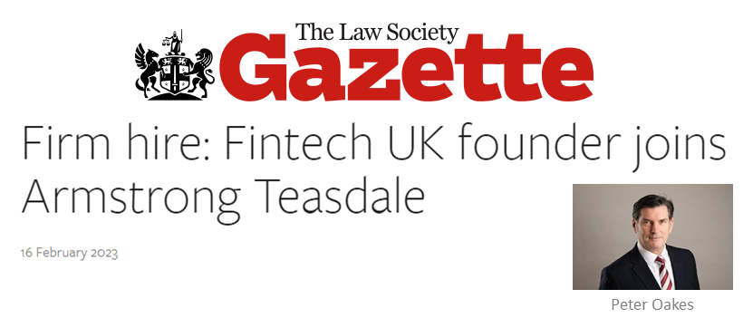 FinTechUK_HQ's tweet photo. Our @oakeslaw has joins leading international law firm.

"@AT_Law  has welcomed consultant Peter Oakes to its #fintech practice.

Former central banker and #fintechpractitioner Oakes is the founder of #FintechUK, @FintechIreland, @US_Fintech / @USTechFin"

https://t.co/JHNK7Jmwgz https://t.co/7RrkIpwKw4