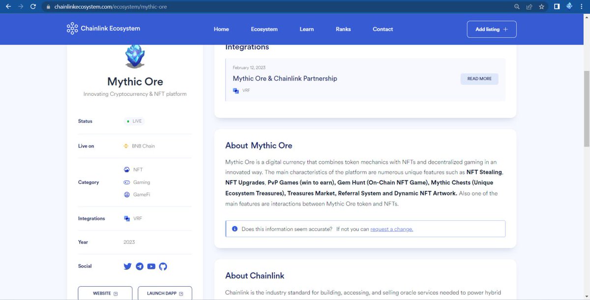 We have been Officially integrated into the #Chainlink Ecosystem. <a href="/chainlink/">Chainlink</a>

chainlinkecosystem.com/ecosystem/myth…