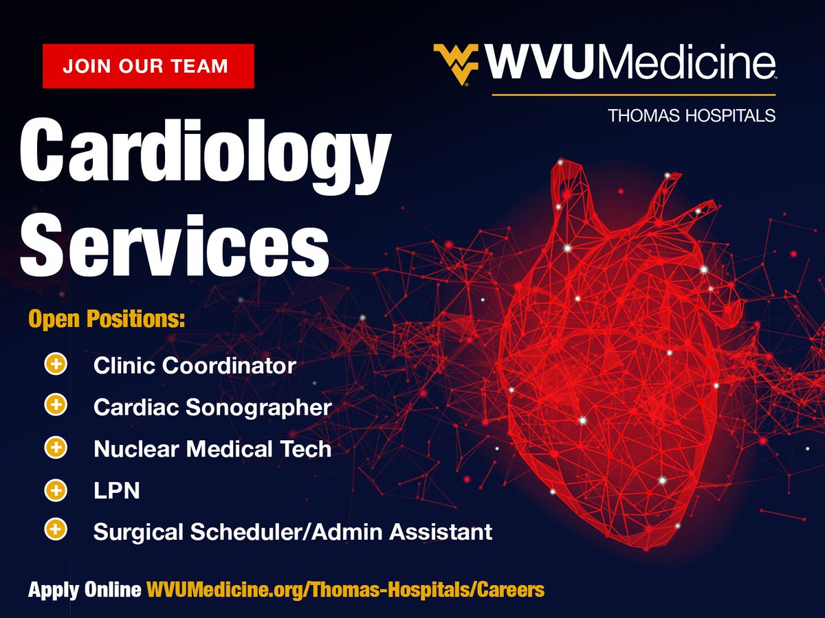 thomashopsitals's tweet photo. Join our growing Cardiology team! 

To view and apply for open positions follow the link below! 

https://t.co/YORMX3vnAx https://t.co/H7SUeWzGaU