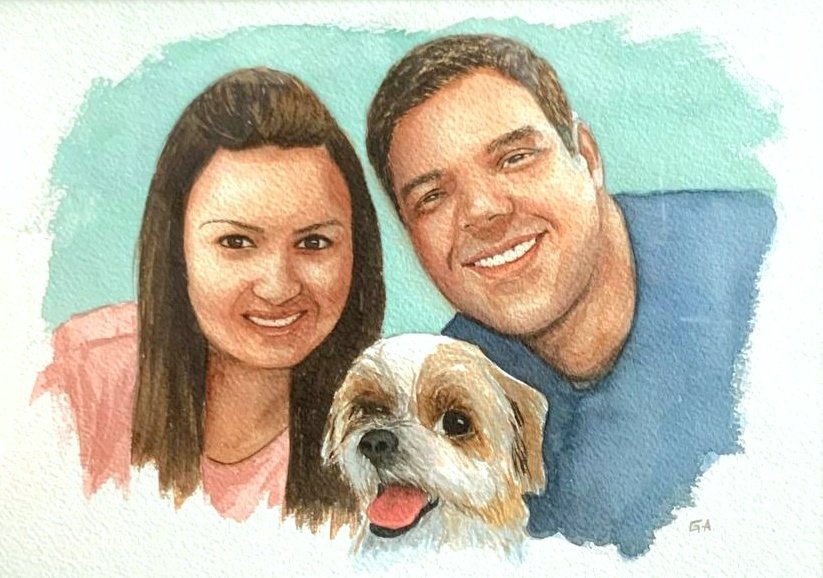 gamaralart's tweet photo. A happy family always have a dog! ❤️ Commission made with watercolor on paper!

#watercolorpainting #commissionsopen #ArtistOnTwitter #portrait https://t.co/pMhKZLbbt6