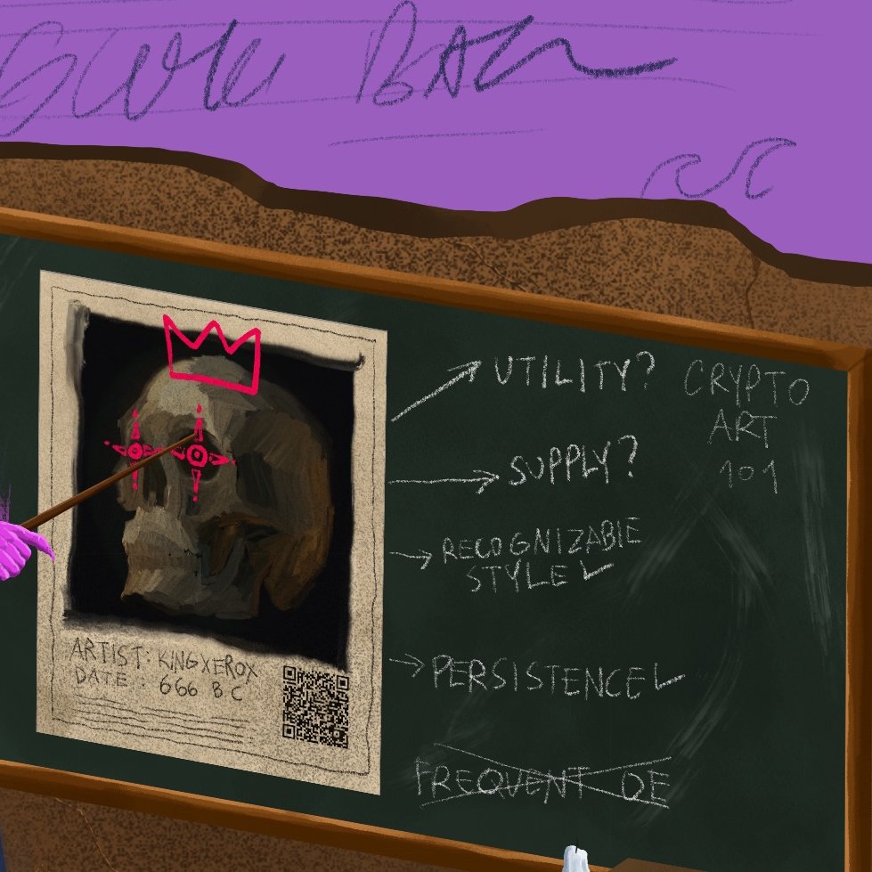 kingxerox5's tweet photo. 'CRYPTO ART 101' WIP...👀 See the 'nft' within 'nft' in next tweet ... https://t.co/NWXi8CXP2v