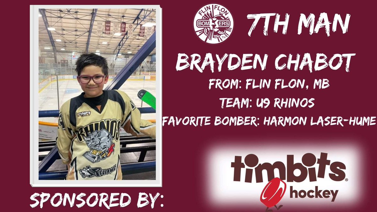 FFBombers's tweet image. Saturday nights 7th man was Brayden Chabot! #youthinhockey #timbits #7thman #flinflonbombers