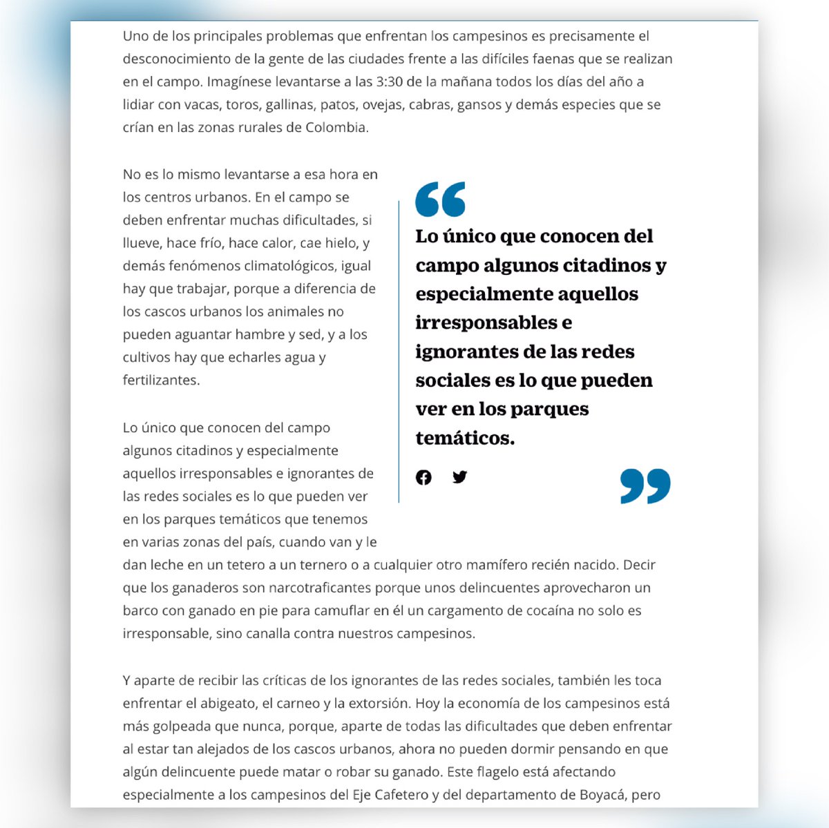 Fedegan's tweet image. 👏 Excelente columna de opinión 🤠

"¡Los ganaderos no son narcos!... y aquellos que les dicen narcos no saben que millones de personas en el país viven de la leche y carne...", José Luis Querubín, periodista @ELTIEMPO @JLQUERUBIN @jflafaurie 

#OrgullosamenteGanaderos