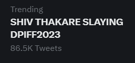 Trending with 86.5k tweets
Congrats and good night guys💓
SHIV THAKARE SLAYING DPIFF2023