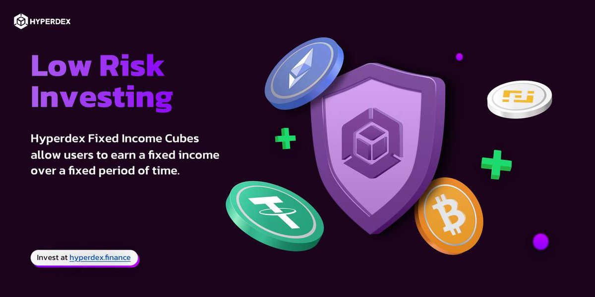 Fixed Income cubes provide a safe, simple, low-risk return option for investors seeking to earn a fixed amount over a fixed time period ⏰📈

Explore and invest today with hyperdex.finance 🟪