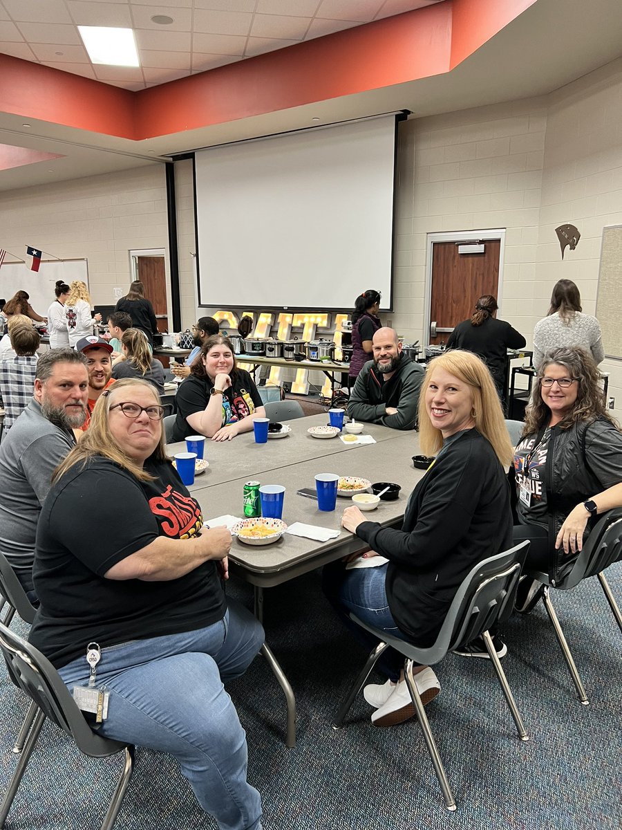 Smith staff enjoying a delicious soup and chili lunch today!