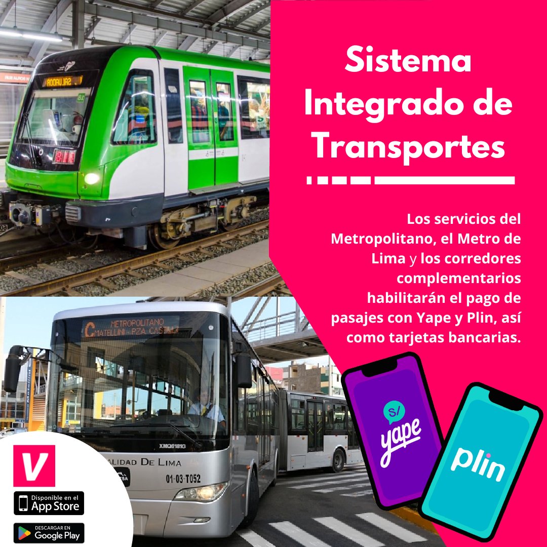 VIPA te informa 🤓

¡Enhorabuena! La Autoridad de Transporte Urbano para Lima y Callao (ATU) anunció que está dentro de sus planes implementar el pago con billeteras digitales tales como Yape y Plin a servicios  del Metropolitano y el Metro de Lima.