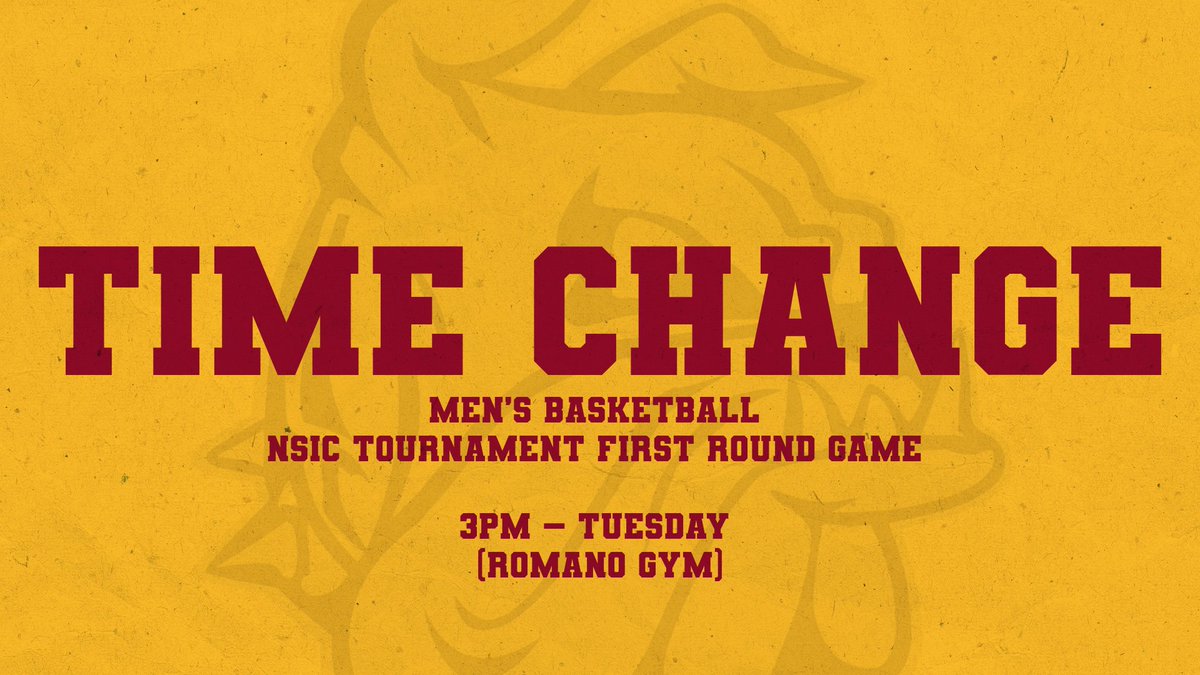 ***SCHEDULE UPDATE***

<a href="/UMDBulldogMBB/">UMD Men's Basketball</a> NSIC Tournament First Round Game vs. Minnesota State now scheduled for 3 p.m. on Tuesday at Romano Gym.

Tickets
UMD Students - FREE!!!!!
Adult (18+) - $10
Youth (6-17) - $2
Ages 5 &amp; Under - Free