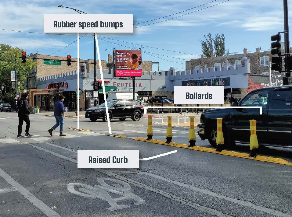 Left turns are particularly dangerous for people crossing the street. That’s why CDOT has installed left turn traffic calming at intersections around Chicago to:
✔️Slow driver turning speeds
✔️Improve visibility of people walking
✔️Encourage safer turning angles
✔️Reduce crashes