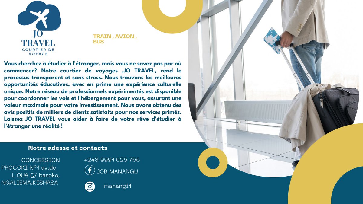 JobManangu's tweet photo. Optez pour du sérieux,
Ouvrez la porte aux opportunités qui se présentent.
Vous êtes jeunes, vous cherchez aussi à travailler au Canada ? Contacter votre agence de courtage JO TRAVEL https://t.co/y8k0OvAcbT