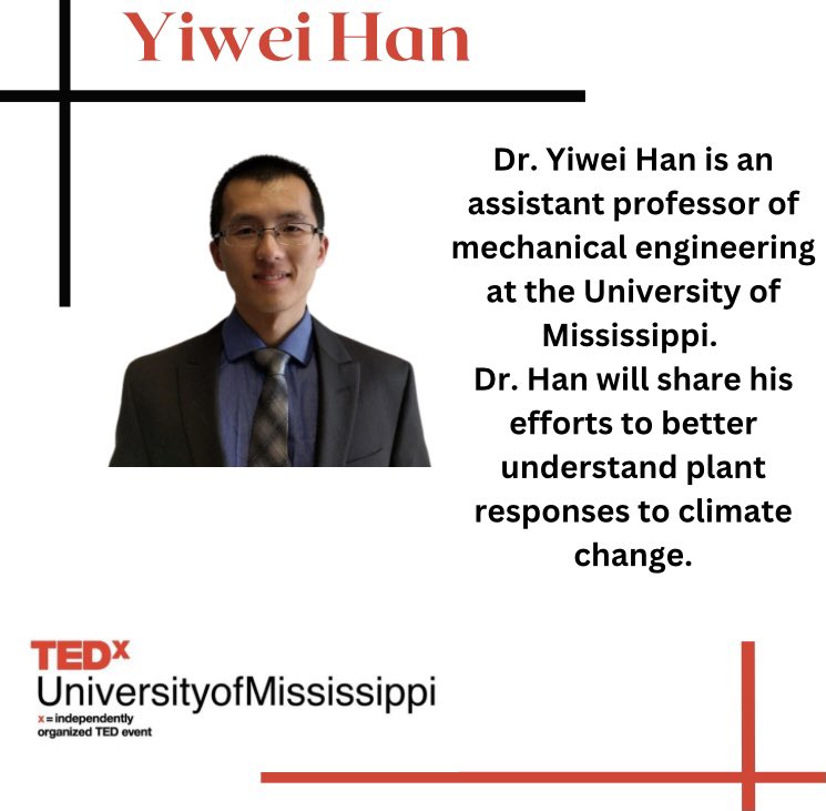 TEDxUnivMS's tweet photo. Introducing Dr. Yiwei Han as one of our amazing speakers for our 2023 event! 

Our event will be one you won’t want to miss! Come see Dr. Han and our other wonderful speakers this Thursday, February 23rd, 2023 at 7 PM in the Ford Center! #TEDx #FacingForward https://t.co/od6opSUqX0