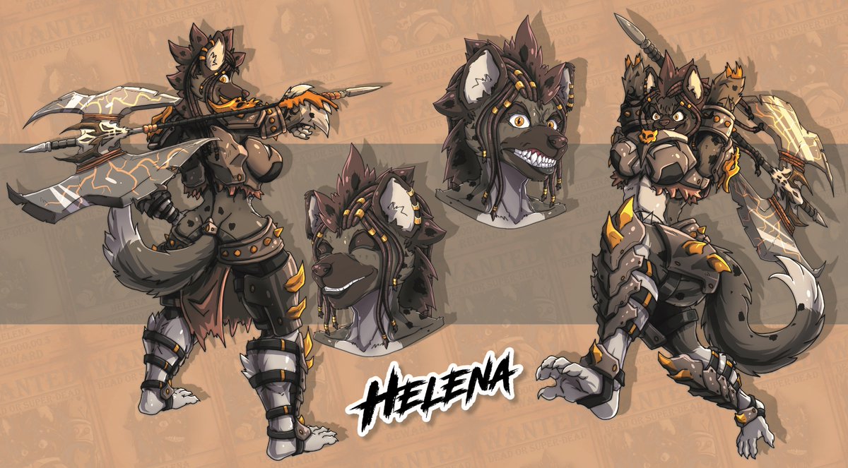 Harway_design's tweet photo. Here she is, Here she smiles and Here is Helena the Hyena! The great Champion of Hell’s Gladiatorial Games, coming to your arena, in your area !!!
Reference-sheet for SaberWulf11 —-> https://t.co/Qy1Cc9zLOz

#Hyena #furryart #referencesheet #characterart #vikinggirl #armorgirl https://t.co/Ht6BMkSjAm