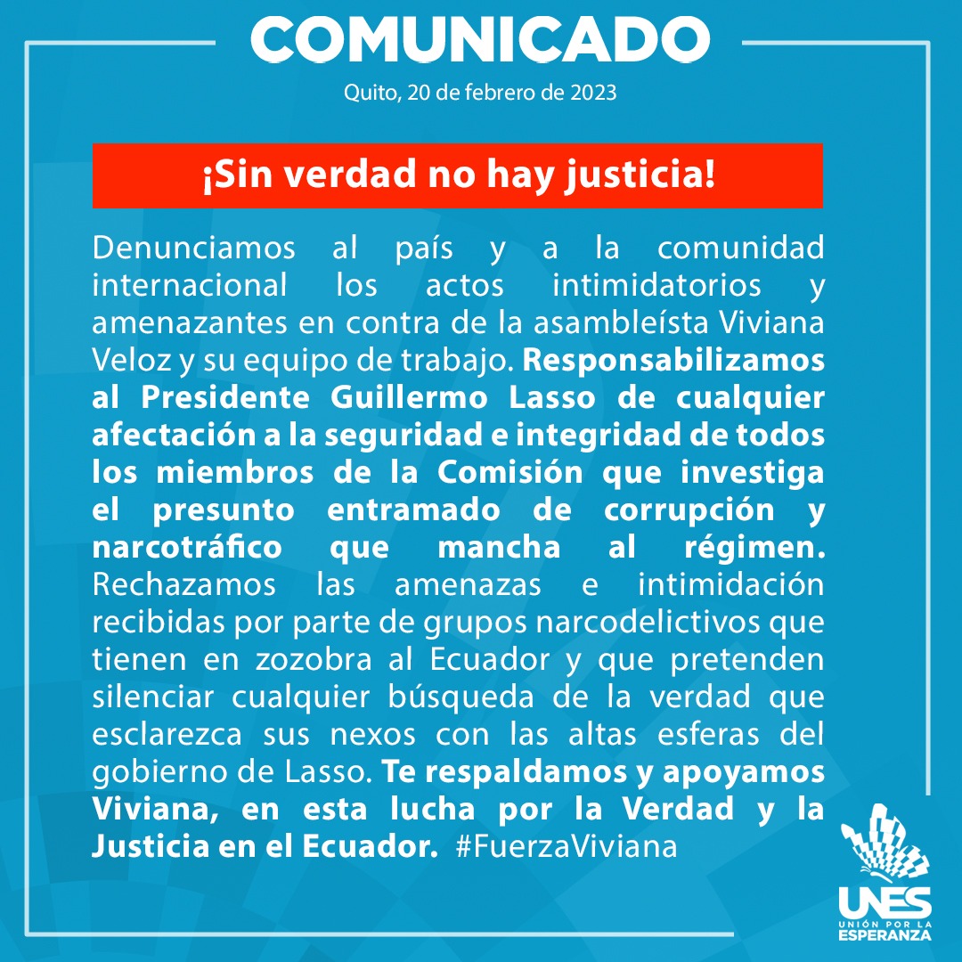 BancadaRC5's tweet photo. 🔴🔴🔴IMPORTANTE 
El presidente @LassoGuillermo, debe ordenar la activación de todos los protocolos de seguridad que garanticen la vida y seguridad de los
comisionados y equipos de trabajo, caso contrario, será responsable de lo que pueda ocurrir en el corto plazo. #FuerzaViviana https://t.co/by7zCPtlW1