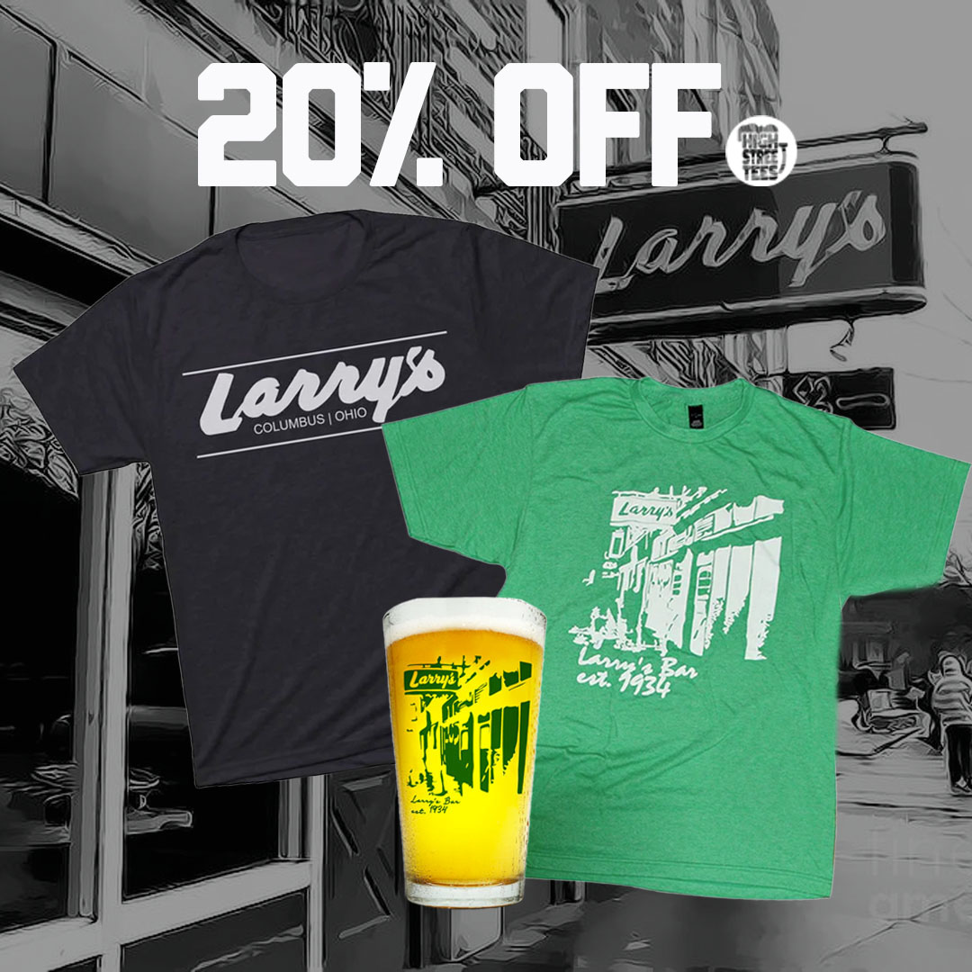 This defunct Ohio State bar opened in 1934 and officially closed its doors in 2008. Reminisce on the good times at Larry's and use promo code LARRY at checkout for 20% off all Larry's merch! Only a few more days left!

Promo code valid through 2/22/23 11:59pm EST