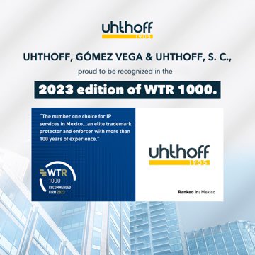 UHTHOFFLAWMX's tweet image. Uhthoff, proud to be recognized in the 2023 edition of WTR 1000.
 
Read more: worldtrademarkreview.com/rankings/wtr-1…

#Uhthoff #WTR #WTR1000 #TradeMark #IP #Expertise