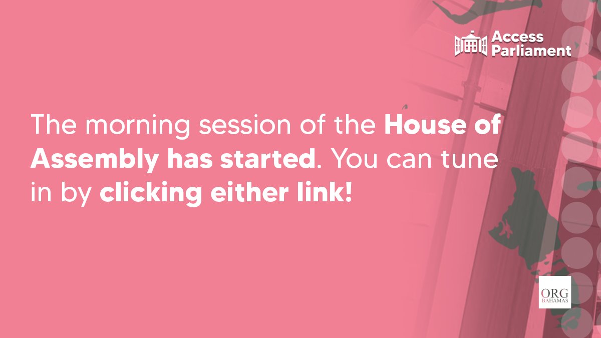 The House of Assembly has started its morning session.

You can tune in by clicking either of these links: 

Video Stream: buff.ly/3q6IGvZ
Radio: buff.ly/3JjVKWG