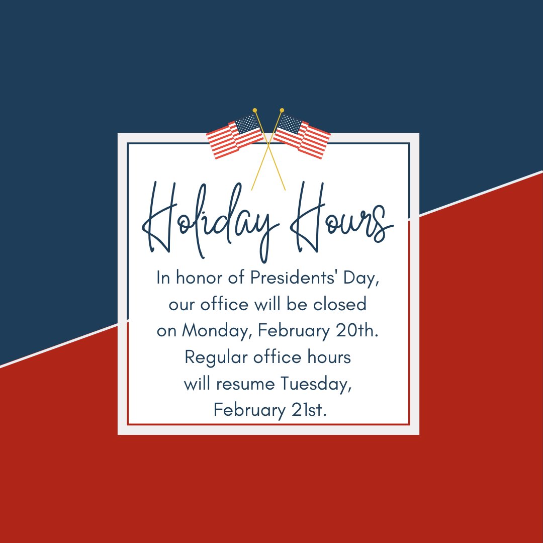 In honor of Presidents' Day,  we are closed today, Monday, February 20th. Business will resume normal business hours tomorrow, Tuesday, February 21st.