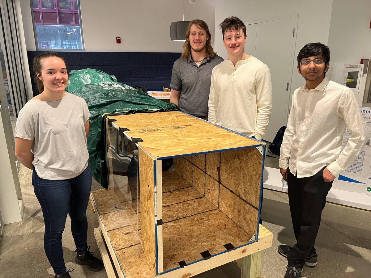 RoseHulman's tweet photo. Senior mechanical engineering teams provided a sneak peak of their capstone design projects during recent ME Demo Day @ the New Academic Building's atrium. Most teams have 1 quarter remaining to work before showing off their projects @ the Rose-Show on 5/3. Great job! #rosehulman https://t.co/mG2m5eC4Oa