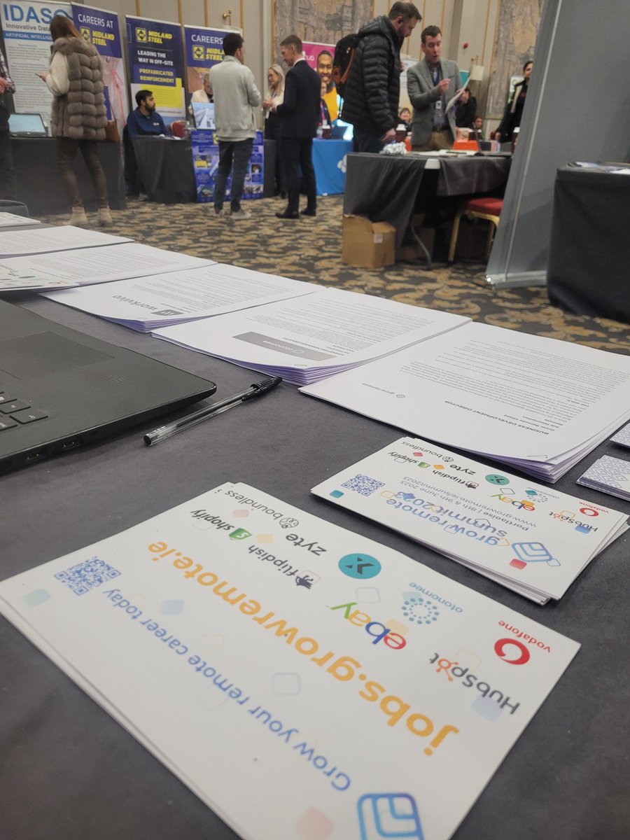 At <a href="/Laoischamber/">Laois Chamber</a> jobs fair today. An original idea of <a href="/BernardJoyce/">Bernard Joyce</a> - we promote the companies who employ remotely but don't advertise locally. Specs printed from <a href="/OTONOMEE1/">OTONOMEE</a> <a href="/workvivo/">Workvivo by Zoom</a> &amp; more!