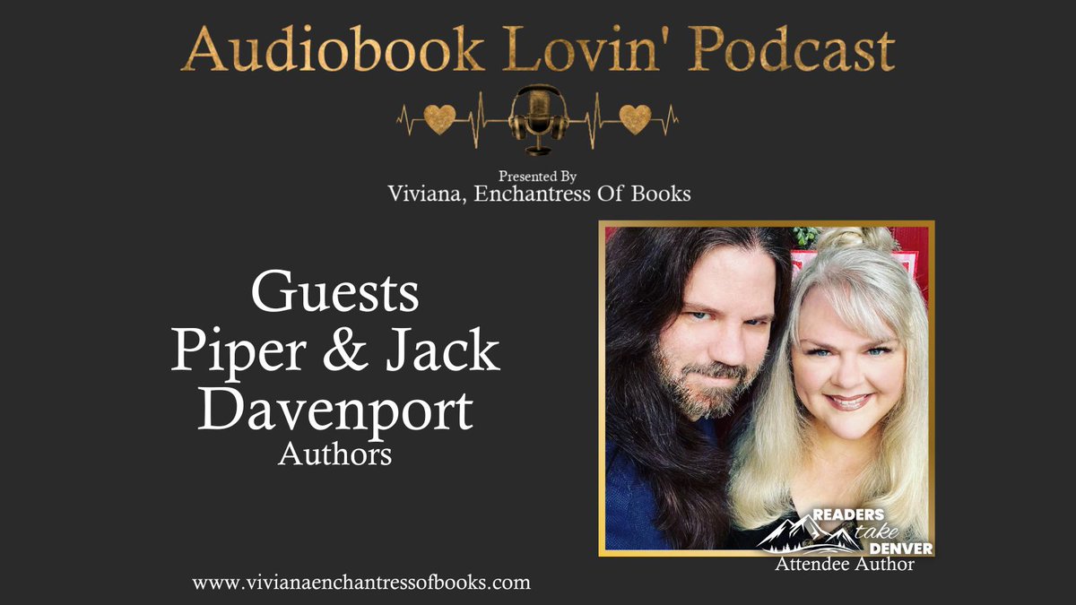 Audiobook_Lovin's tweet photo. Who doesn't love a long convo with a threesome? Get to know husband & wife writing dual #PiperDavenport & #JackDavenport on today's #AudiobookLovin' #Podcast!
#RTD23 #AudiobookLovinPodcast #Audio #Romance https://t.co/KZPdncH7Fo