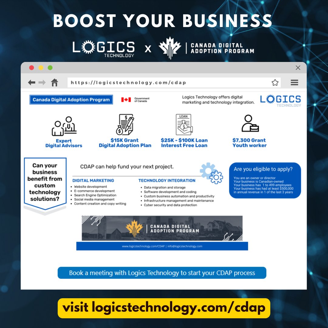 Explore how CDAP can help you Boost Your Business through government funding technology programs – visit logicstechnology.com/cdap to learn more! 💡⚙️📈 #cdap #funding #boostyourbusiness #fundedworkplacement #governmentgrant #loan #logics #logicstechnology