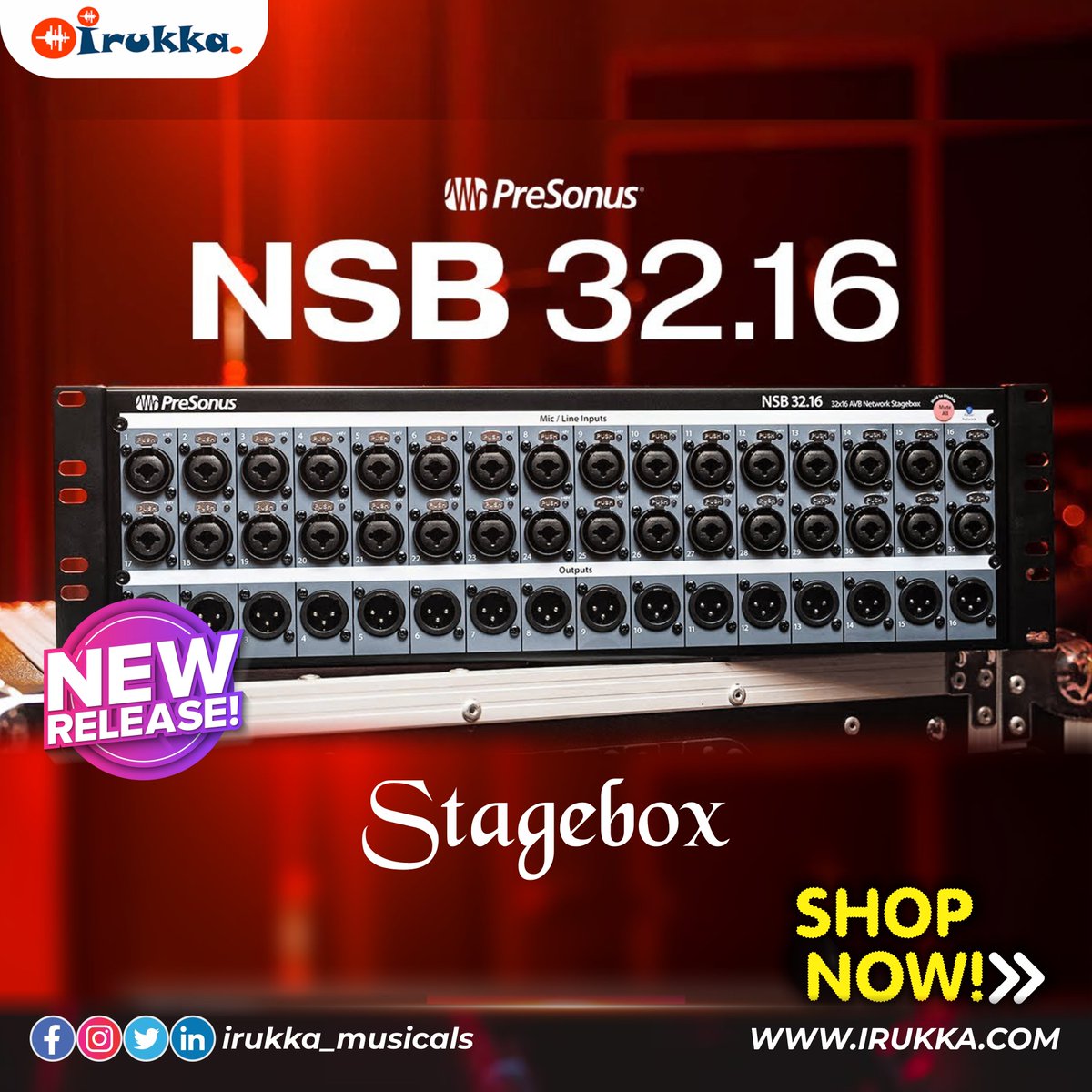 irukka_musicals's tweet photo. Fresh off the Oven! 🔥
The #PreSonus® #NSB 32.16 networked #stagebox lets you put #analog I/O for your #StudioLive® Series III #digitalmixer wherever you need it.
Add this stage box to your list of #studio equipment and experience real value for your money!
#shopnow!
#irukka https://t.co/j3ucks11hg