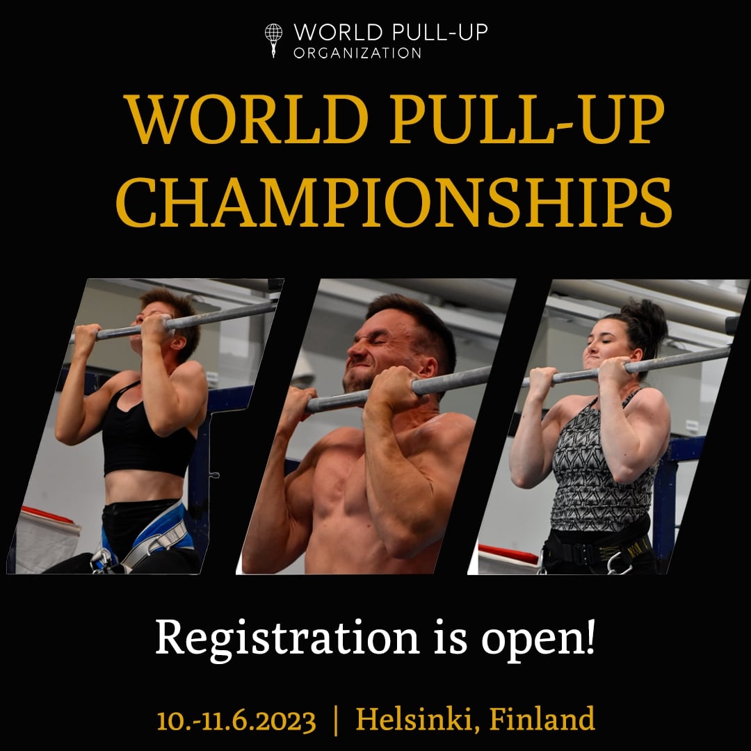 WorldPullUp's tweet photo. 🔸WORLD PULL-UP CHAMPIONSHIPS 2023🔸

Read more and register on https://t.co/OJZ40daDLk

#pullup #worldpullup #worldpullupday #sports #finland #worldchampionship #weightedpullups #crossfit https://t.co/Eno47HuFjL