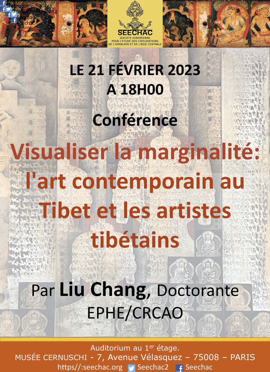 QChen1024's tweet photo. Tuesday evening in Paris this week — @Seechac2 public lecture on the contemporary art of Tibet @ Musée Cernuschi. https://t.co/HaP6LlWDeb