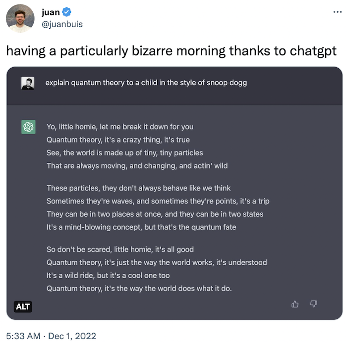 #chatgpt can create content, write and debug code, answer queries, and...drop bars?🤔