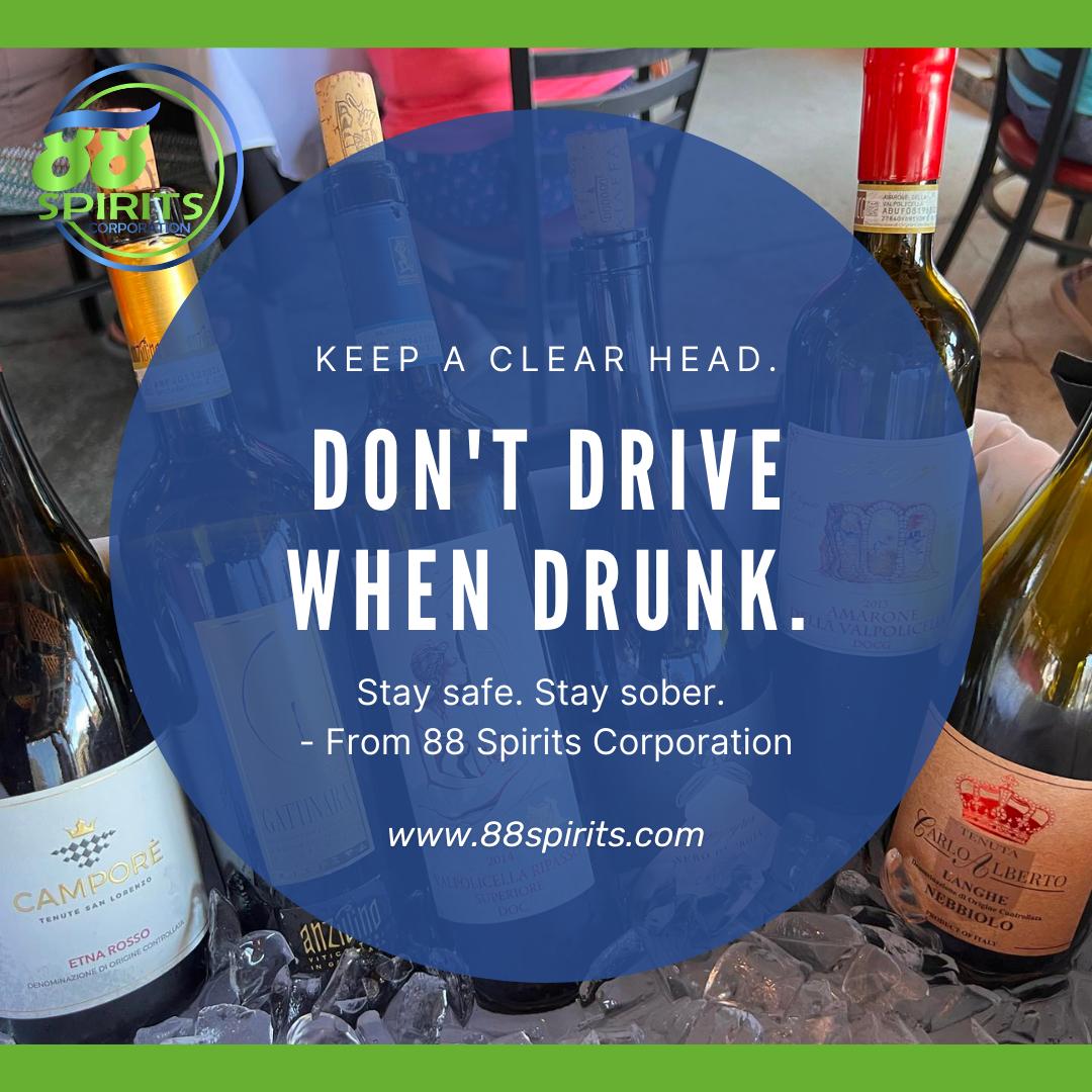 88Tequila's tweet photo. Here's a little reminder from #88spirits:

Don't drive when you're drunk. It's not just illegal and dangerous, it's also irresponsible. You're putting yourself, your passengers, and everyone around you in danger.

Stay safe and sober. Contact us now! https://t.co/jBwT4RFEUF
