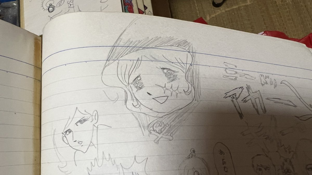 中学3年生のとき彫ったトリさん。
オスカルの前日だ。
同じ落書き帳に可愛いエメラルダス。
ここからオリジナルの可愛い女の子描くことに燃え始めた。
横の峰不二子はわしより全然上手い同級生(現在小学教師) 