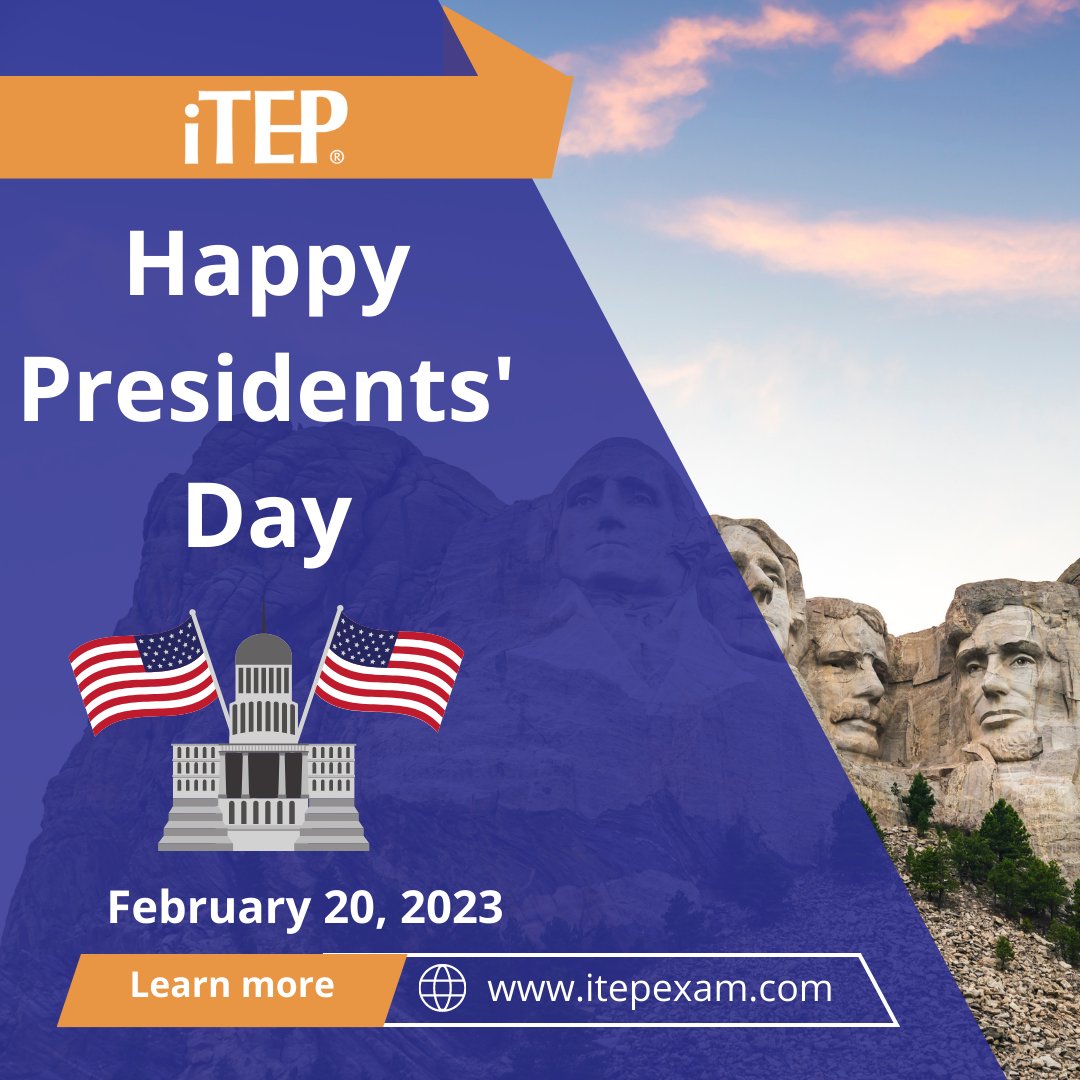 iTEP_exam's tweet photo. Today, iTEP wants to celebrate our presidents and remember all the educational advancements they created. Happy Presidents' Day!
#itep #itepinternational #international #english #englishtesting #esl #admission #studyintheus #us #unitedstates #happypresidentsday #presidentsday https://t.co/taXV3arV3K