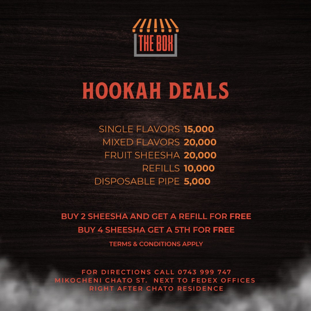 chomabox's tweet photo. Best Sheesha for 15,000 with tranquility...
Mikocheni Chato st
0743999747 https://t.co/ldJmBOOxr9