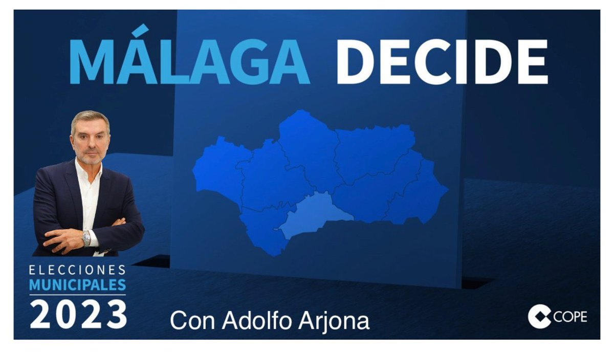 COPE MÁLAGA (@copemalaga) on Twitter photo 🔊A las 18:10 arranca #2023MálagaDecide programa de información y análisis político de cara a las #Elecciones2023 presentado por <a href="/ArjonaAdolfo/">Adolfo Arjona</a>
Intervienen: 🙋
<a href="/enriquelinde/">Enrique Linde</a> @miguelangelguru <a href="/Luis_Verde/">Luis Verde Godoy</a> y Elisa Pérez de Siles.
👂🏻97.1 fm 882 om y en la web de COPE Málaga 🔊A las 18:10 arranca #2023MálagaDecide programa de información y análisis político de cara a las #Elecciones2023 presentado por <a href="/ArjonaAdolfo/">Adolfo Arjona</a>
Intervienen: 🙋
<a href="/enriquelinde/">Enrique Linde</a> @miguelangelguru <a href="/Luis_Verde/">Luis Verde Godoy</a> y Elisa Pérez de Siles.
👂🏻97.1 fm 882 om y en la web de COPE Málaga