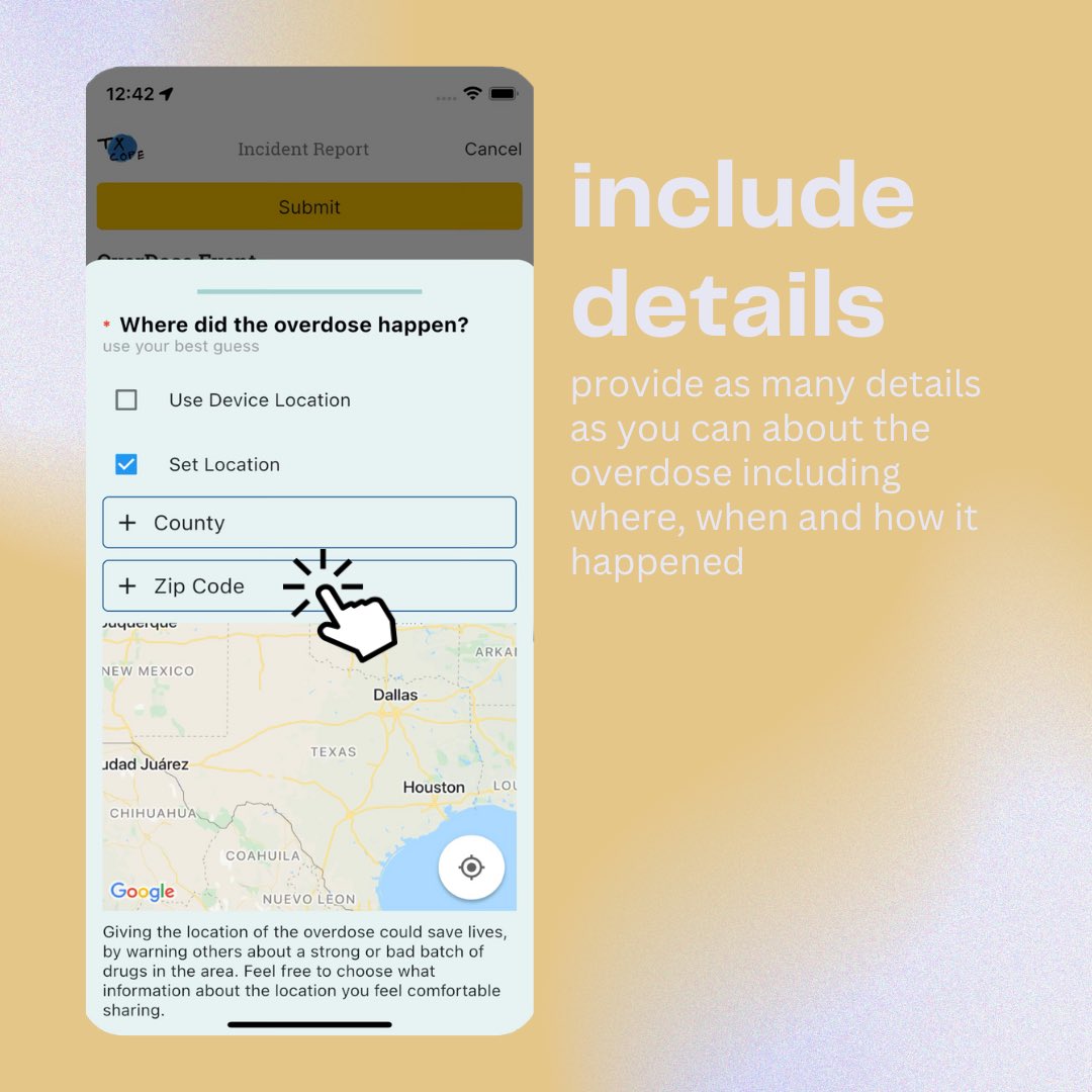 Tx_COPE's tweet photo. We’ve designed the TxCOPE app to be as easy and efficient as possible to report an overdose here in Texas. Make sure to download TxCOPE in the App Store or Google Play today and help us #savelives #reportingsaveslives #txcope #datascience #communityfirst #harmreductionsaveslives https://t.co/noOS9wniYM