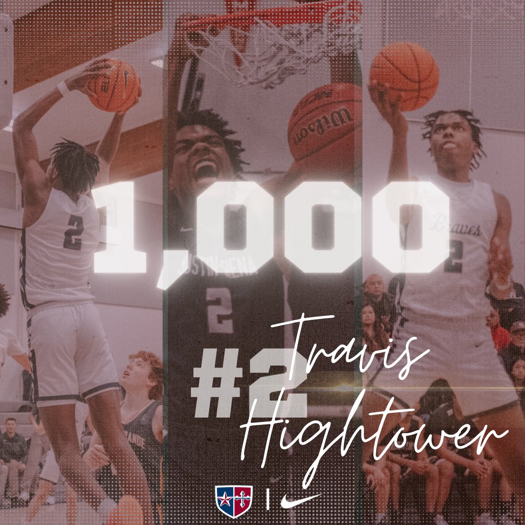 BIG congratulations to Travis Hightower (<a href="/TravisHightow10/">TravisHightower2023</a>) for scoring his 1,000th point in the 3rd quarter of the Braves quarterfinal win over Lick-Wilmerding. Lotta buckets from #2 the last 2.5 years. Congrats, Trav!