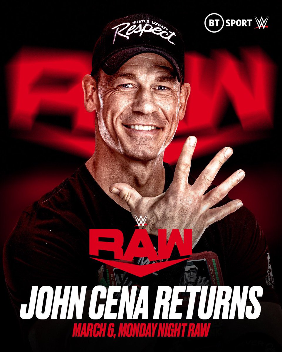 wweontnt's tweet photo. The road to #WrestleMania just stepped up a gear 👀
@JohnCena is back March 6th!
#WWERaw https://t.co/YVxJXjHBxh