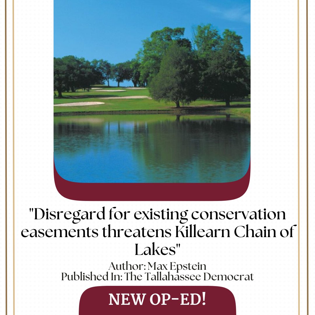 DLMIFSU's tweet photo. #NewOpEd: Max Epstein published an op-ed this past Sunday in the Tallahassee Democrat entitled "Disregard for existing conservation easements threatens Killearn Chain of Lakes".
You can read it here: https://t.co/KtEziNZW37

#dmcfsu #fsu #florida #killearn #oped #tallahassee https://t.co/TiOIR6Bf3O