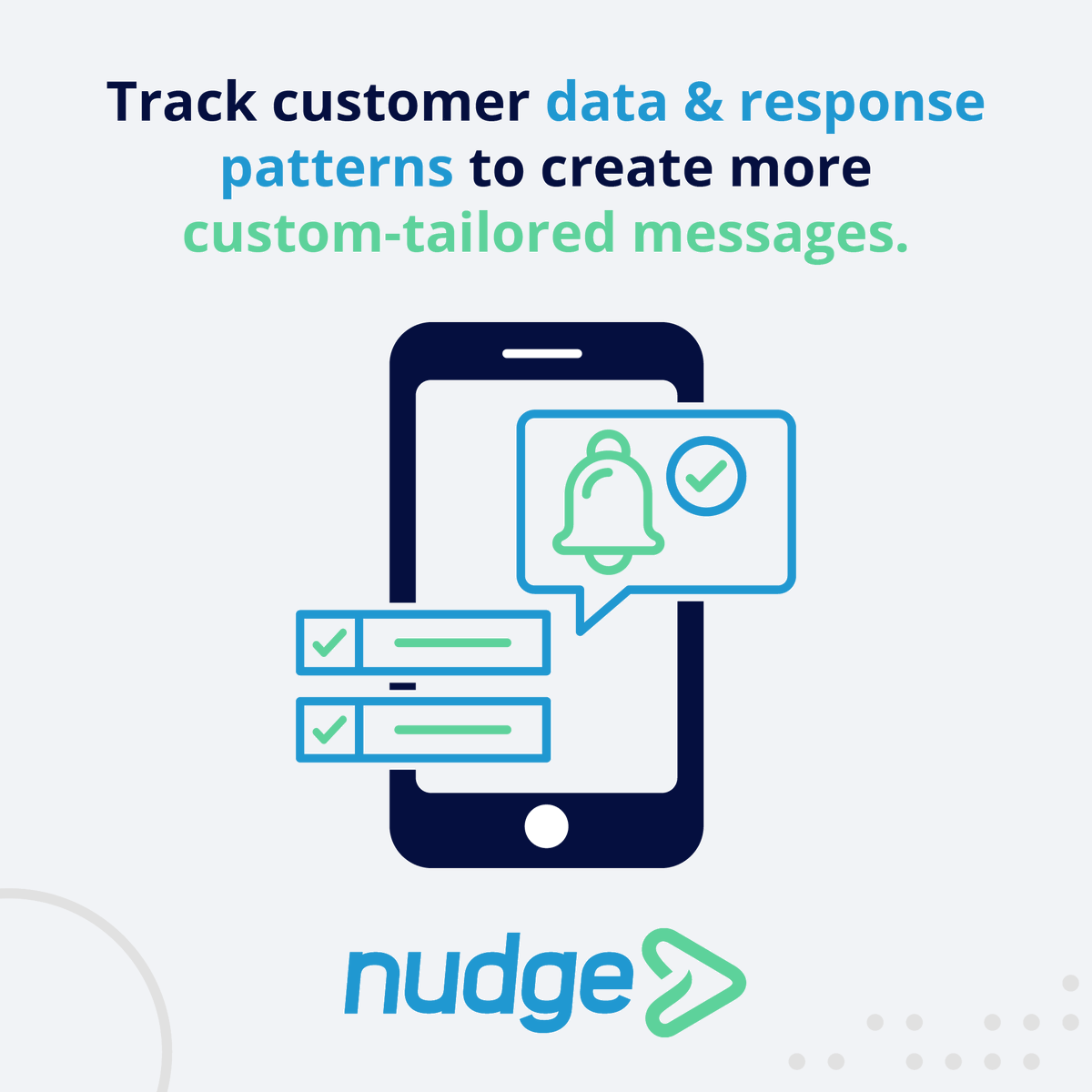 nudge_pro's tweet photo. When you track customer data and #responsepatterns, you better understand your their wants and needs. Create a #Nudge account and we’ll help you navigate the proper #digitalbilling and #communication channels to optimize your customer response time. https://t.co/zfOUBt9fKe https://t.co/a5dqvAvnrp