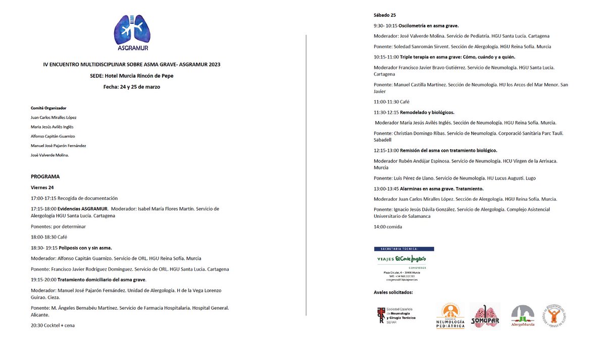 jvalverde64's tweet photo. Queda 1 mes para el IV Encuentro Multidisciplinar sobre Asma Grave. #ASGRAMUR 2023
Murcia 24-25 Marzo 
El interesante programa y toda la informacion 👇 👇 👇 
Os esperamos!!!
@alergosur_es @Alergia_SMCLM @AVAIC_1 @alergogalicia @scaic_cat https://t.co/QLJgi1IXDg