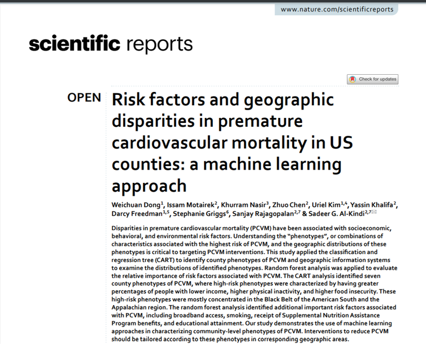 Sadeer Al-Kindi, MD (@sadeer_alkindi) on Twitter photo Out in <a href="/SciReports/">Scientific Reports</a> (led by <a href="/weichuandong/">Weichuan Dong, PhD</a>), we examine Socio-Environmental factors related to geographic variation in premature CV mortality in the US using computational methods, paving the way for the field of #socioenvironmics Out in <a href="/SciReports/">Scientific Reports</a> (led by <a href="/weichuandong/">Weichuan Dong, PhD</a>), we examine Socio-Environmental factors related to geographic variation in premature CV mortality in the US using computational methods, paving the way for the field of #socioenvironmics