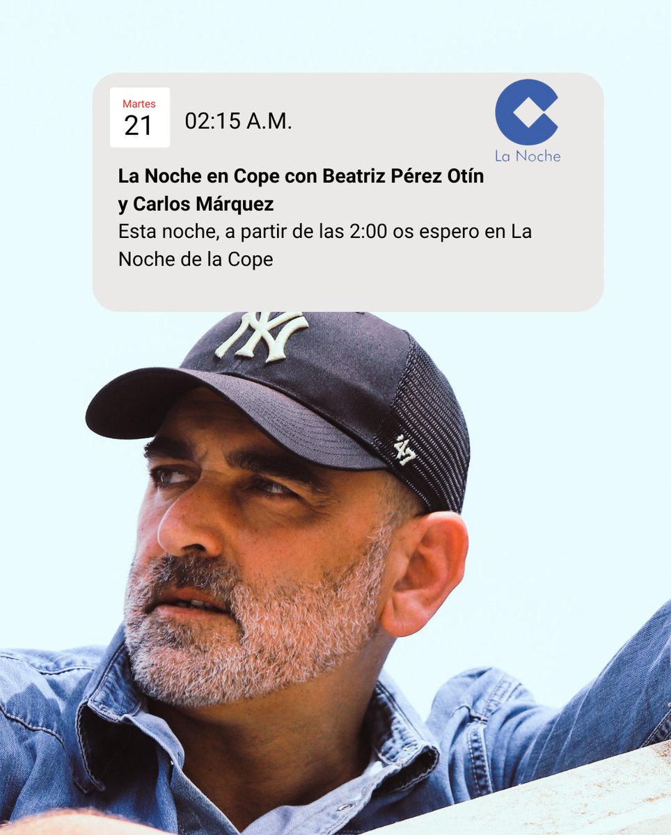 Esta noche (A partir de las 2:00 am del martes) os espero en La Noche de COPE 📻
cope.es/programas/la-n…
#Tontxu #TontxuIpiña #Radio #Cantautor #entrevista