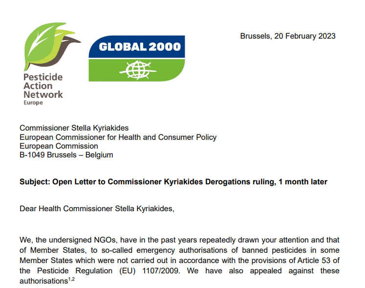 EuropePAN's tweet image. One month after the @EUCourtPress ruled that derogations for 🇪🇺banned #pesticides are illegal, still no reaction from the @EU_Health 
🇫🇮🇨🇿🇸🇰 gave derogations for🐝killing #neonics
We &amp;amp; @global2000 ask @SKyriakides for a quicker implementation of the ruling pan-europe.info/sites/pan-euro…