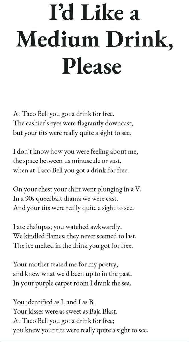 TBQuarterly's tweet photo. We're publishing great villanelles about tits. This banger is from @rosen_writes and it's in TBQ6.
https://t.co/vHcgZ4Relg https://t.co/0ykzWoSeBV