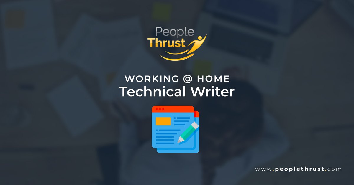 PeopleThrust's tweet photo. #JobInfo https://t.co/TE1ChRDmGU - Working @ Home Opportunity as a technical writer With our client in the USA.
#PeopleThrust #nearshore #MxJobs #staffing #technology #talent #Tech #Jobs #technicalwriter https://t.co/lVpSiPpF1W
