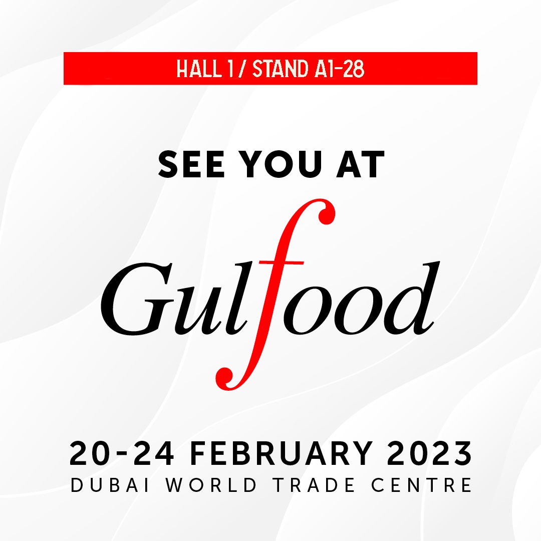 Fino al 24 febbraio saremo presenti a <a href="/Gulfood/">Gulfood</a>  presso il Dubai World Trade Centre, la fiera in cui ogni anno si riuniscono le eccellenze del food&amp;beverage, selezionati da tutto il mondo.
Vi aspettiamo Hall 1 | Stand A1-28 per scoprire tutte le novità e le tendenze del settore.