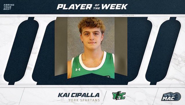 MAC (@gomacsports) on Twitter photo MBB: <a href="/YCPathletics/">York College Sports</a> Kai Cipalla named MAC Commonwealth Player of the Week! #MACpotw #MAChoops #d3hoops #NCAAD3 #BringYourBest
📄: bit.ly/3EnMT5Q MBB: <a href="/YCPathletics/">York College Sports</a> Kai Cipalla named MAC Commonwealth Player of the Week! #MACpotw #MAChoops #d3hoops #NCAAD3 #BringYourBest
📄: bit.ly/3EnMT5Q