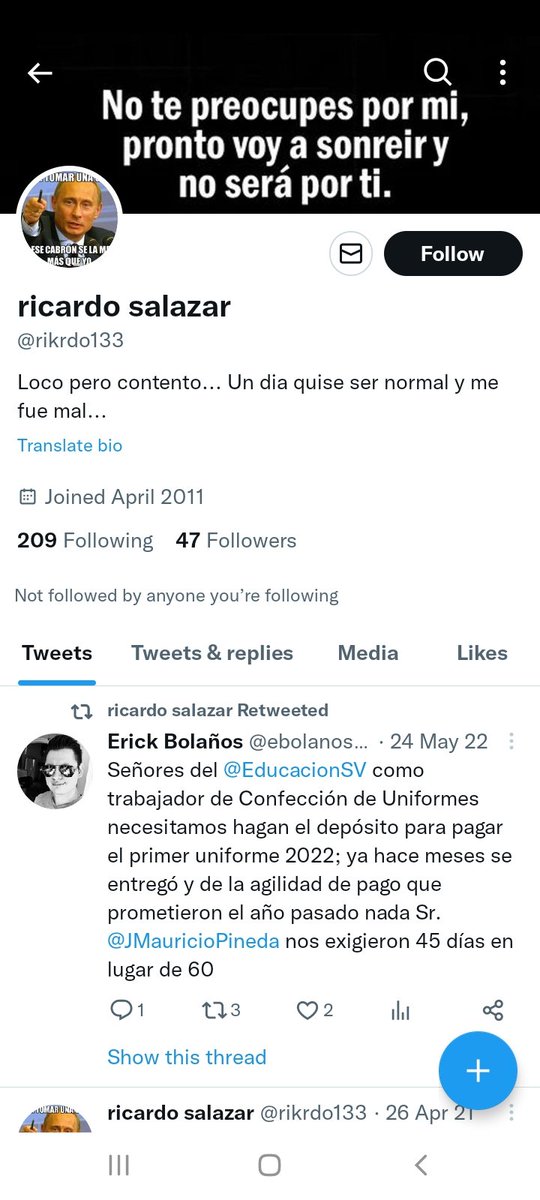 consejero01's tweet photo. Me ayudan a denunciar a este alegre troll y sus amenazas.  Gracias. https://t.co/ViStJwLdBJ