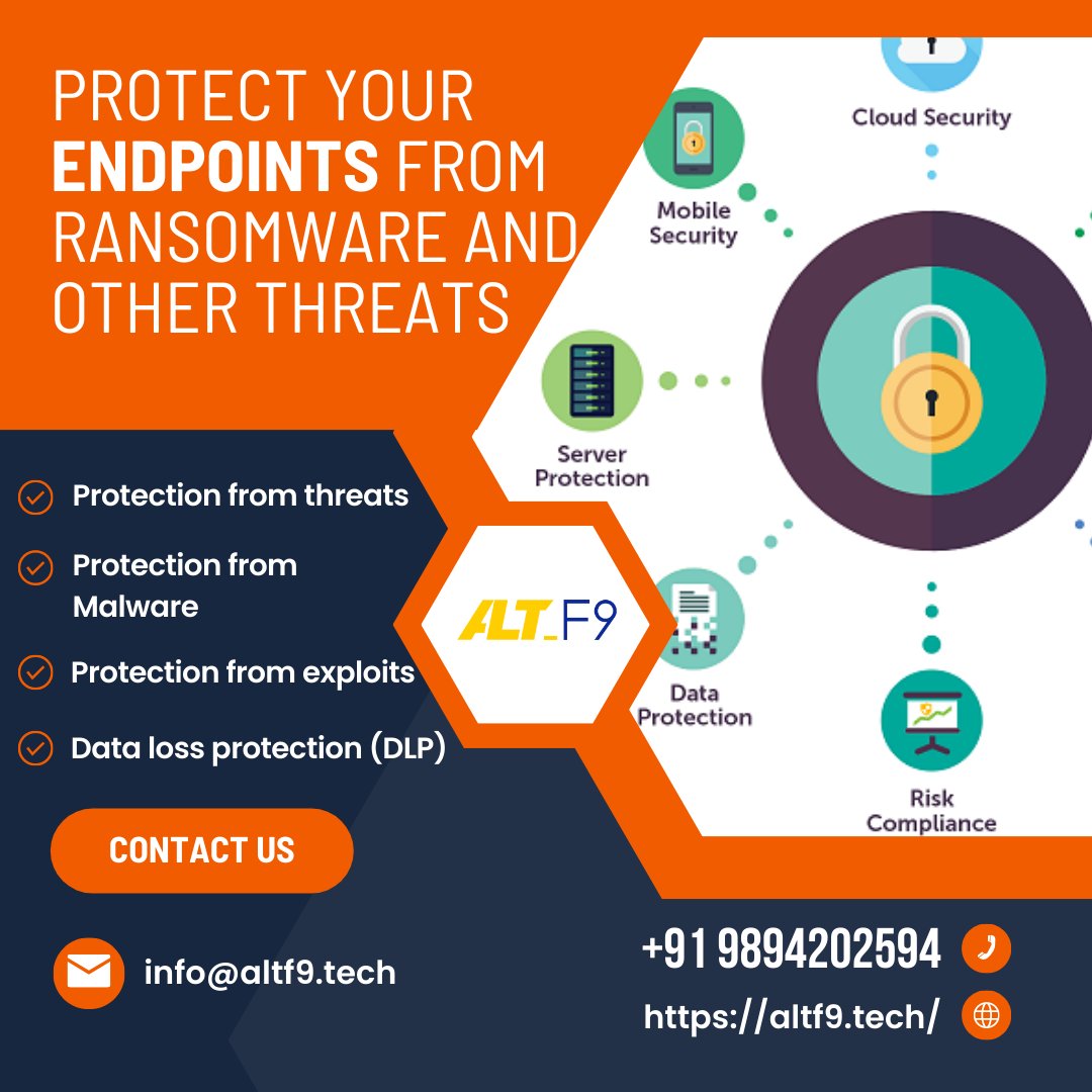 Protect your Endpoint from ransomware and other threats 
#Endpoint #DLP #EndpointSequrity #Randsomware #Threats #Protection #DataLossProtection #CloudComputing #Azure #Unifiedcommunication #3CX #AltF9 #https://altf9.tech/