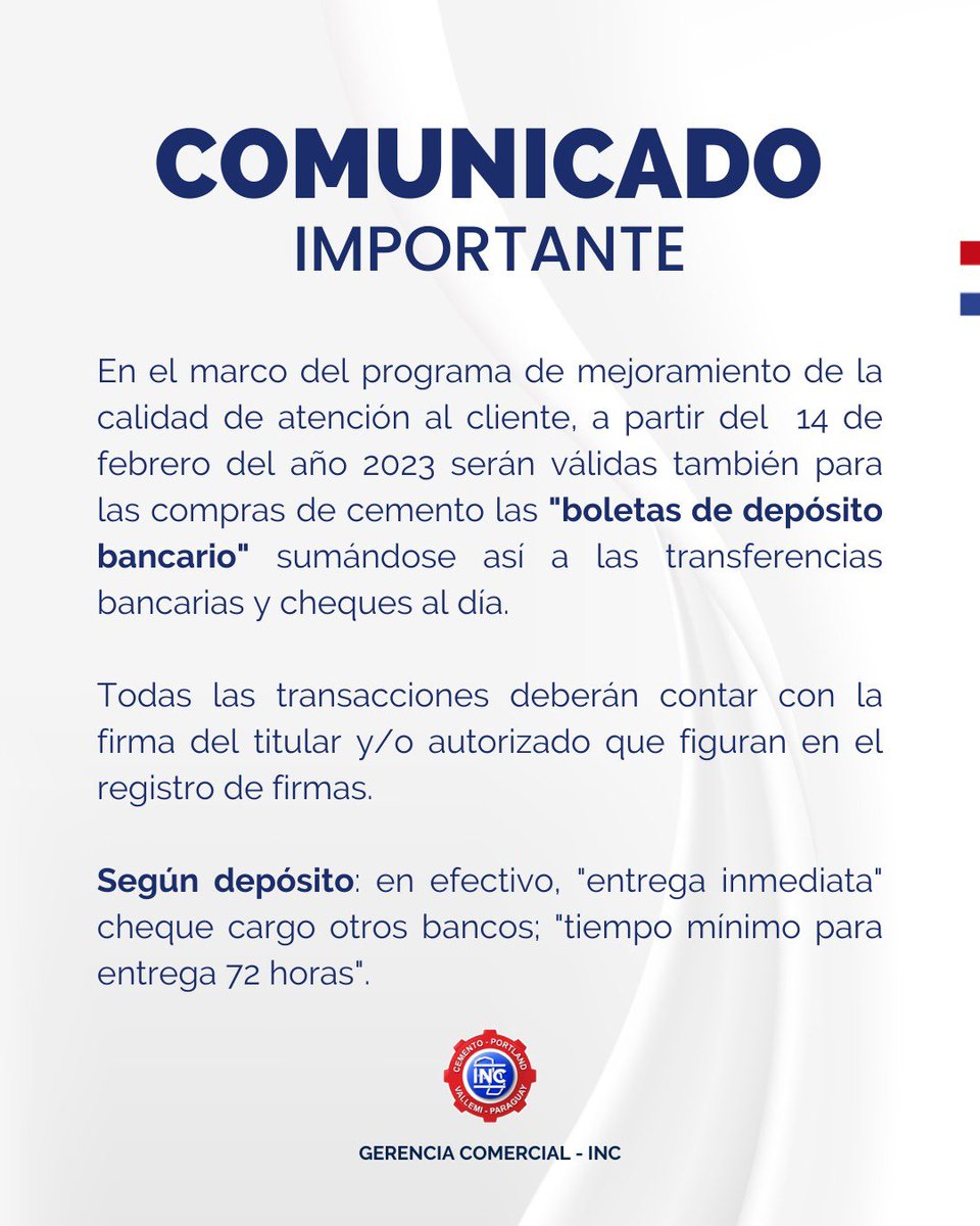 INCParaguay's tweet photo. Comunicado Importante 
Dirigido a nuestros distribuidores autorizados de la INC https://t.co/uaNJrsMyjd